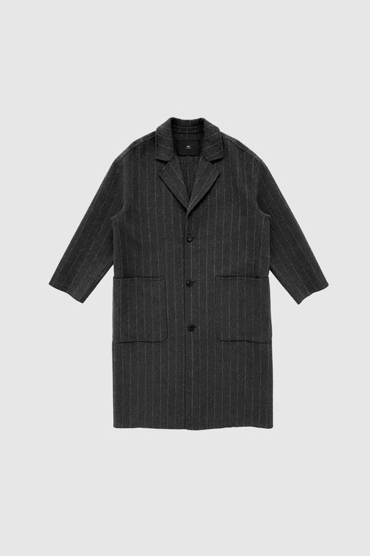 With Black Selina Wollmantel in Anthrazit Stripe