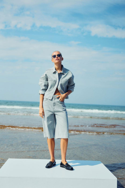 With Black Gala Bermuda Shorts in Summer Blue