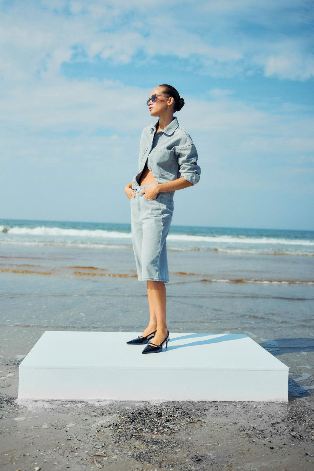 With Black Gala Bermuda Shorts in Summer Blue