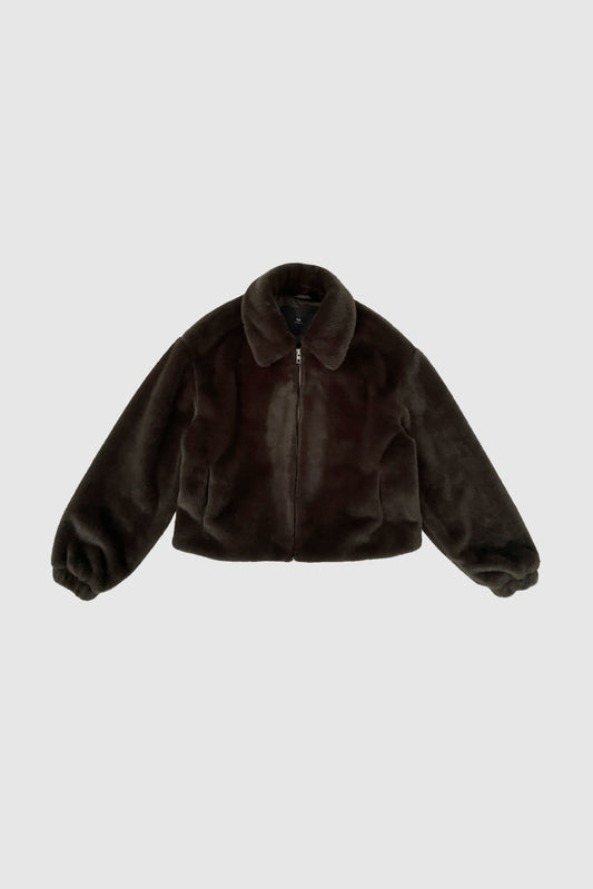 With Black Faux Fur Jacke Schoko