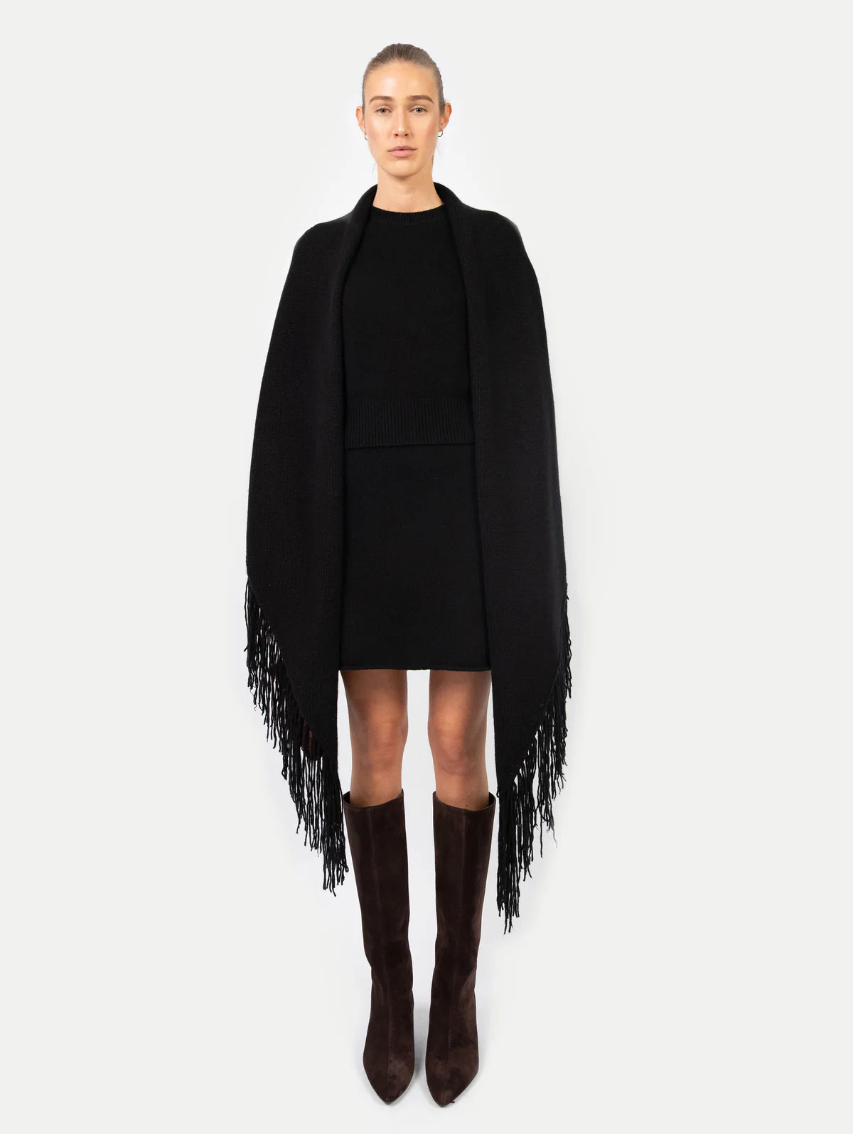 Anna v. Berg Laura Poncho in Black Sesam