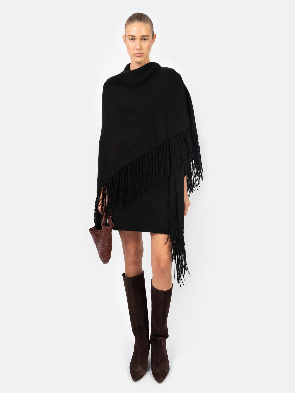 Anna v. Berg Laura Poncho in Black Sesam