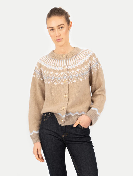 Anna v. Berg Laura Fair Isle Cashmere Cardigan in Toast