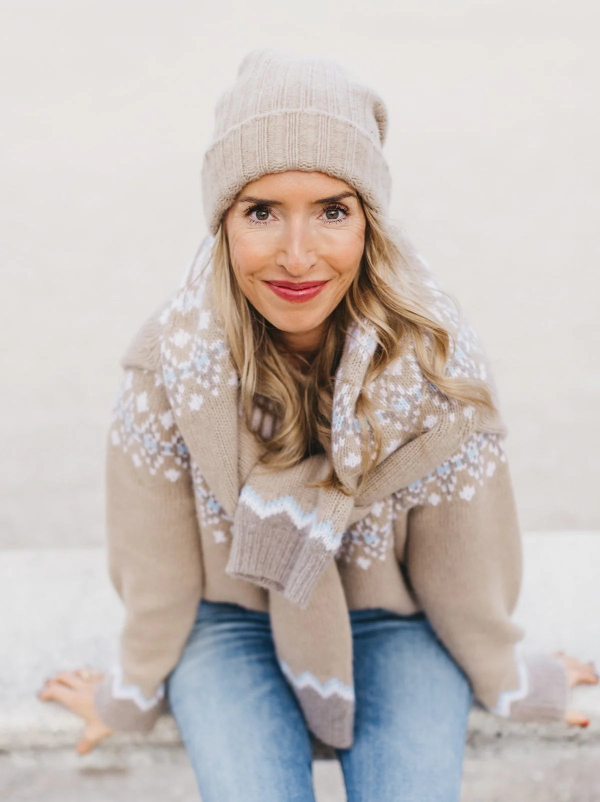 Anna v. Berg Laura Fair Isle Cashmere Sweater in Toast